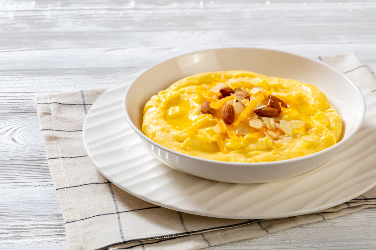 grits in a ceramic bowl